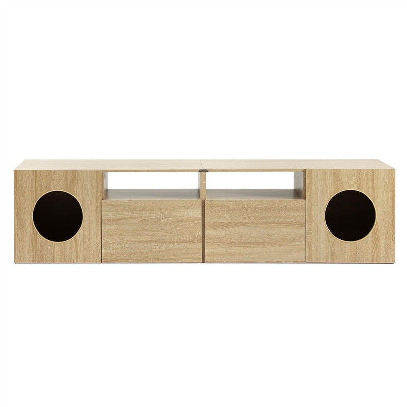 Artiss 185cm TV Unit with Cat House Storage Cabinet – Pine