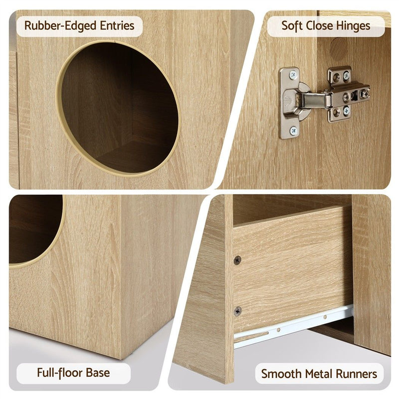 Artiss 185cm TV Unit with Cat House Storage Cabinet – Pine