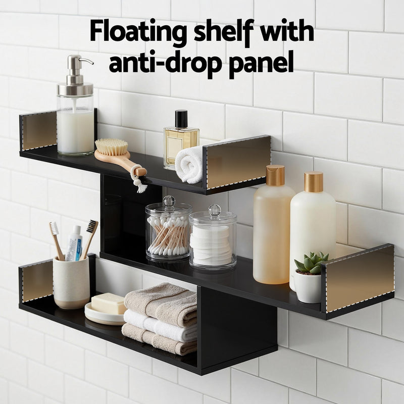 Artiss 3-Tier Floating Wall Shelf – Black