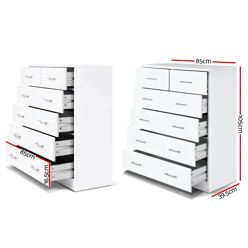 6 Chest of Drawers - ANDES White