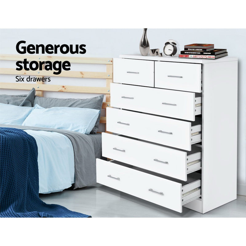 6 Chest of Drawers - ANDES White