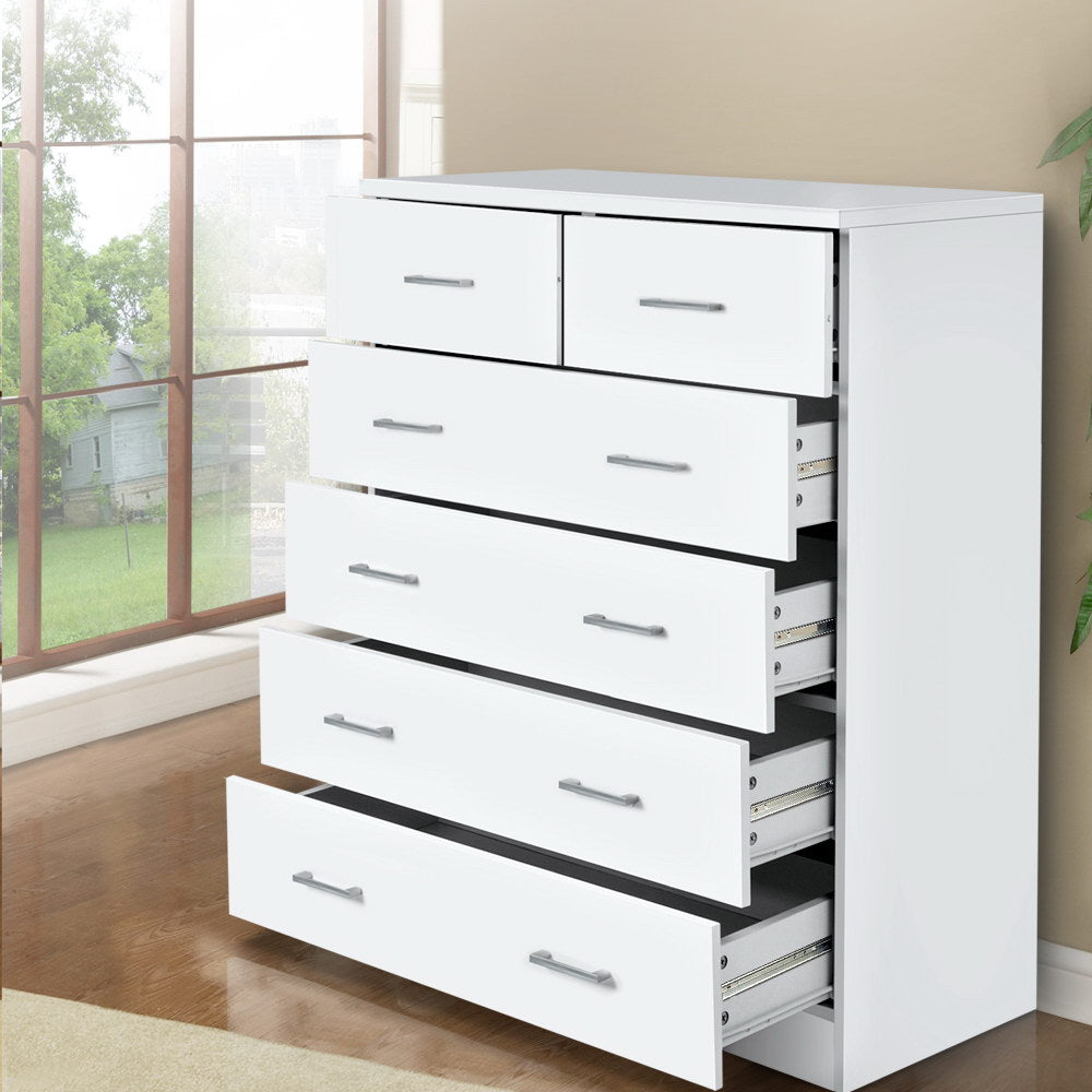 6 Chest of Drawers - ANDES White