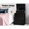 LED Bedside Table 3 Drawers - COLEY Black