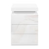 LED Bedside Table 3 Drawers - COLEY White