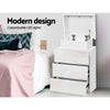 LED Bedside Table 3 Drawers - COLEY White