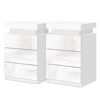 Artiss COLEY LED Bedside Table 3 Drawer – White (2 Pack)