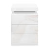 Artiss COLEY LED Bedside Table 3 Drawer – White (2 Pack)