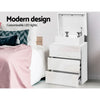 Artiss COLEY LED Bedside Table 3 Drawer – White (2 Pack)