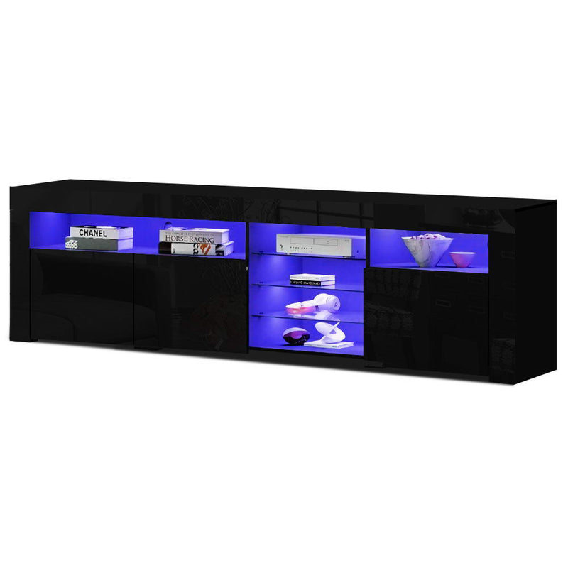 LED Entertainment Unit TV Cabinet Black Bobi