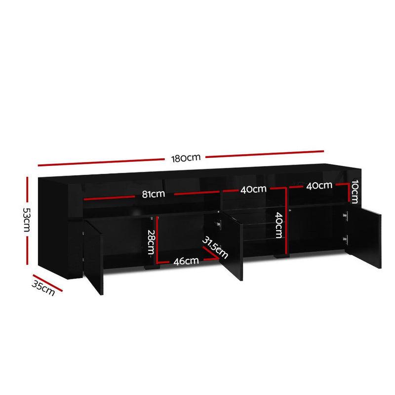 LED Entertainment Unit TV Cabinet Black Bobi