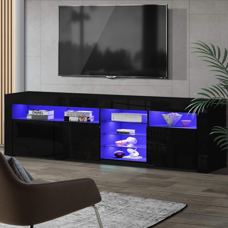 LED Entertainment Unit TV Cabinet Black Bobi