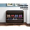 Artiss Shoe Bench Cabinet 15 Pairs Walnut
