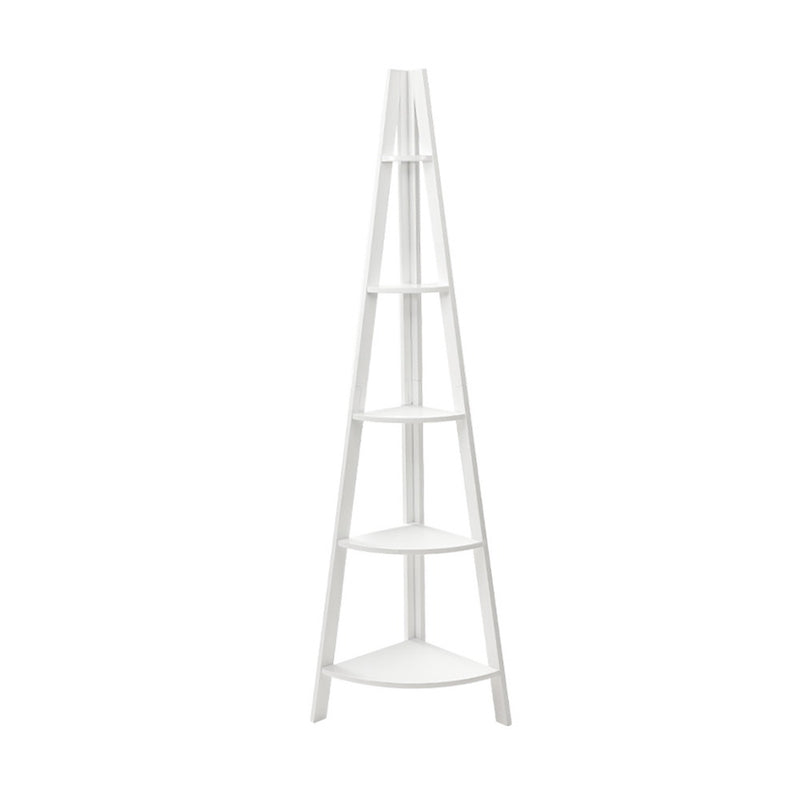 Bookshelf Corner Shelf 5 Tiers - CANE White