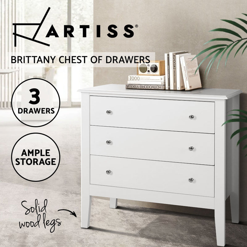 Brittany 3-Drawer Chest – White