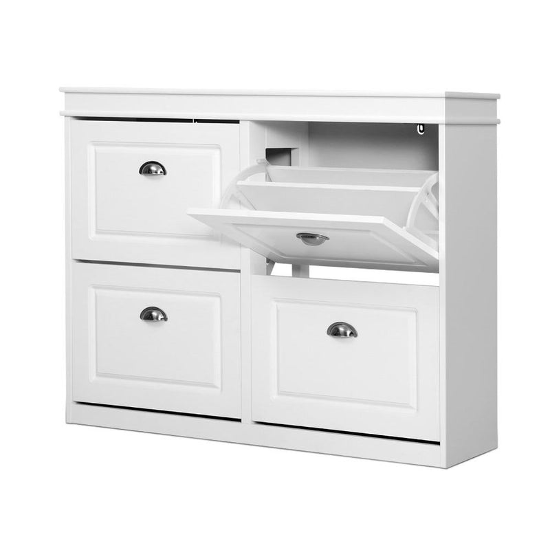 Artiss Shoe Rack 16 Pairs 4-Tier White