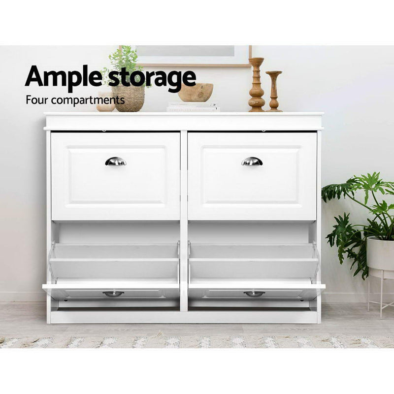 Artiss Shoe Rack 16 Pairs 4-Tier White
