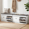 Artiss 2-Piece Shoe Storage Bench Set with Flip Drawers – White