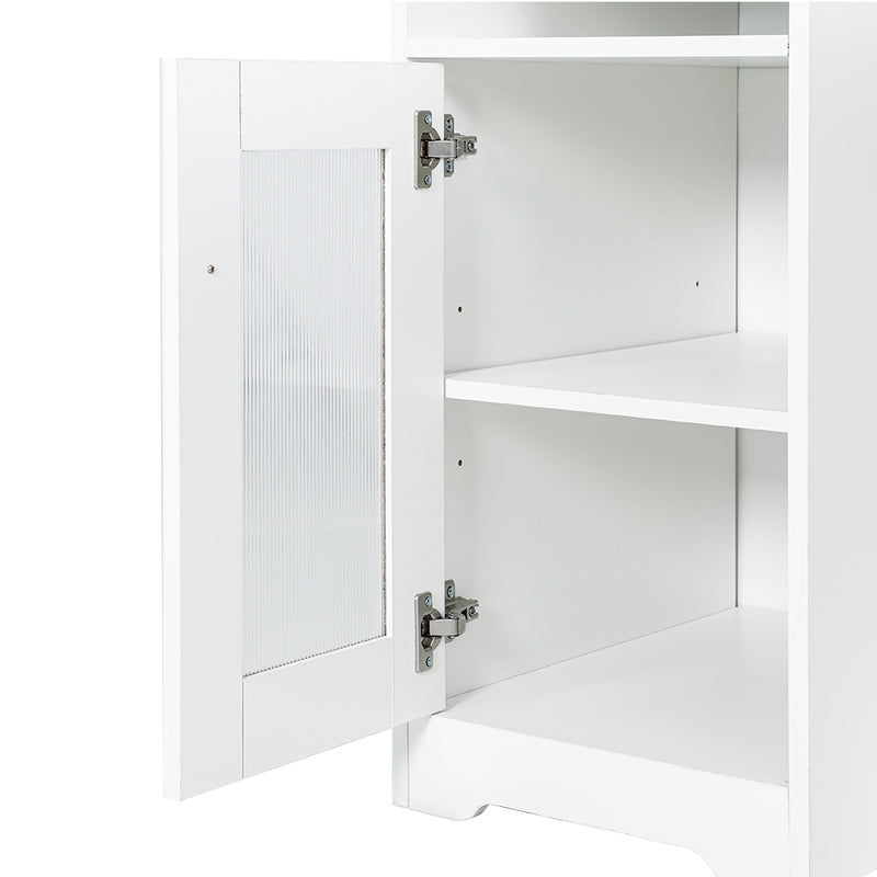L-Shape Computer Desk with Shelf Cabinet – White 150CM