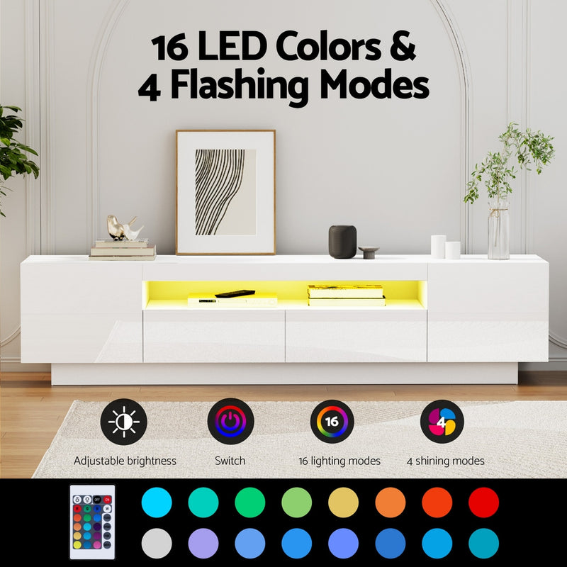 LED TV Unit Entertainment Unit Storage Drawer RGB White