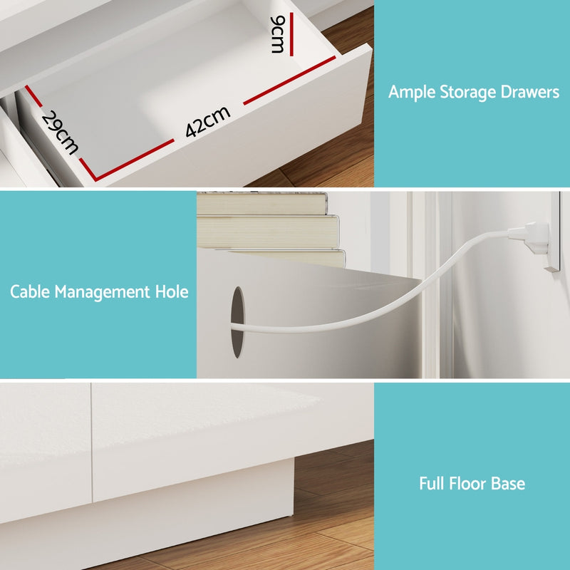 LED TV Unit Entertainment Unit Storage Drawer RGB White