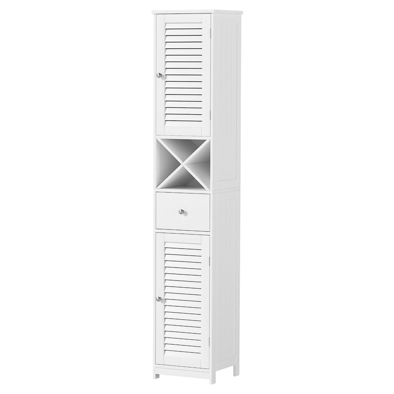 Bathroom Storage Cabinet 170cm – Tall Slim Corner Organizer, White