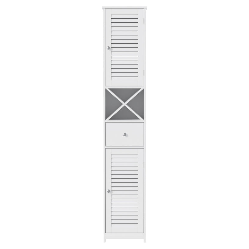 Bathroom Storage Cabinet 170cm – Tall Slim Corner Organizer, White