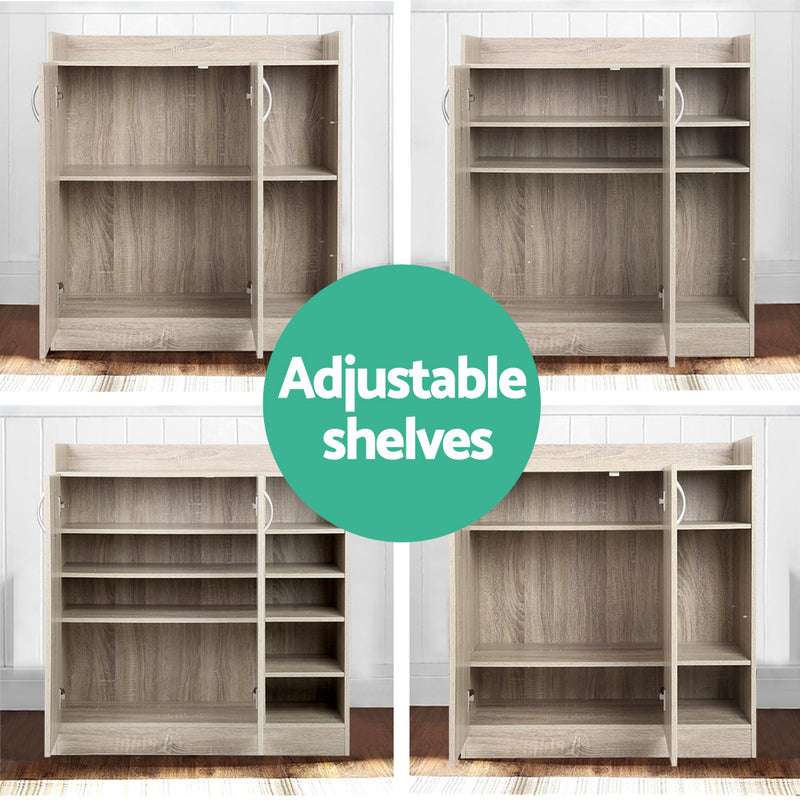 Artiss Shoe Rack Cabinet 21 Pairs Pine