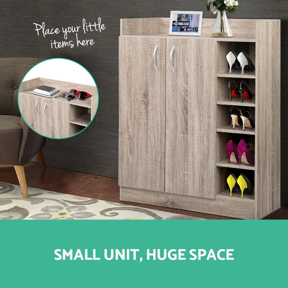 Artiss Shoe Rack Cabinet 21 Pairs Pine