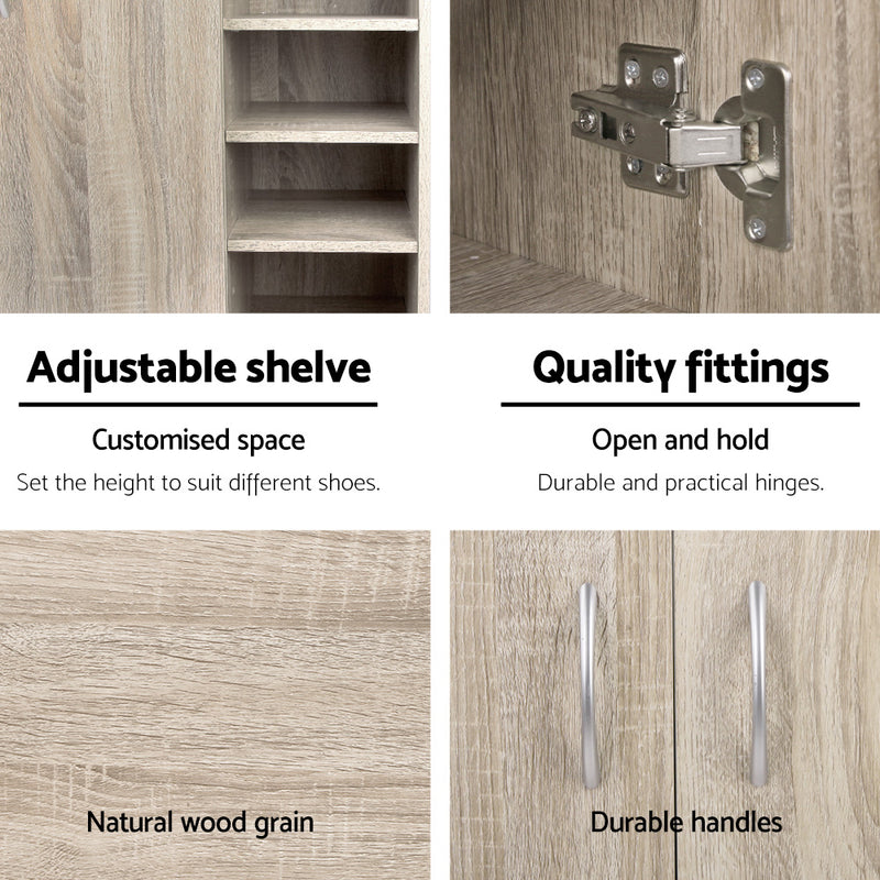 Artiss Shoe Rack Cabinet 21 Pairs Pine