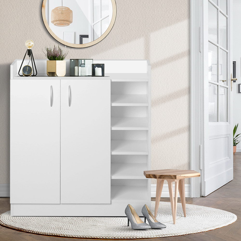 Artiss Shoe Cabinet 21 Pairs Adjustable Shelves White