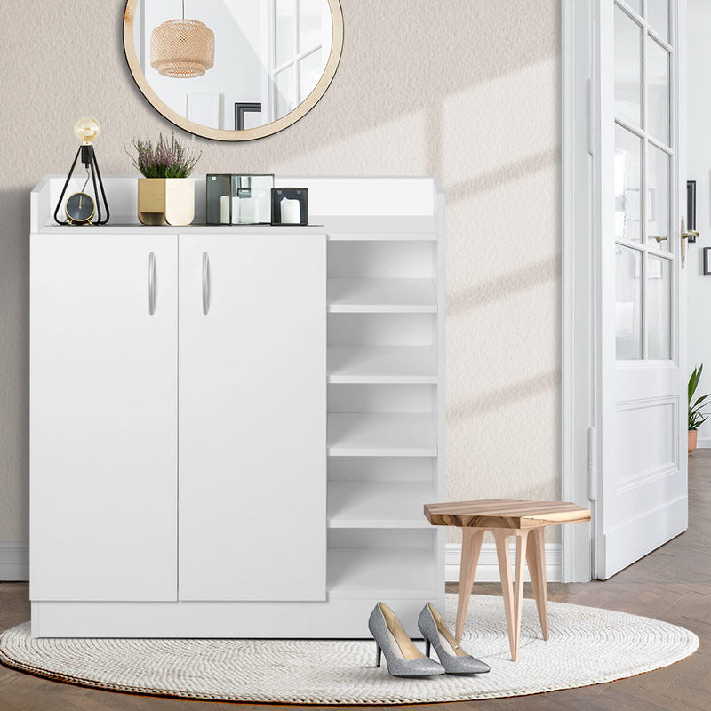 Artiss Shoe Cabinet 21 Pairs Adjustable Shelves White