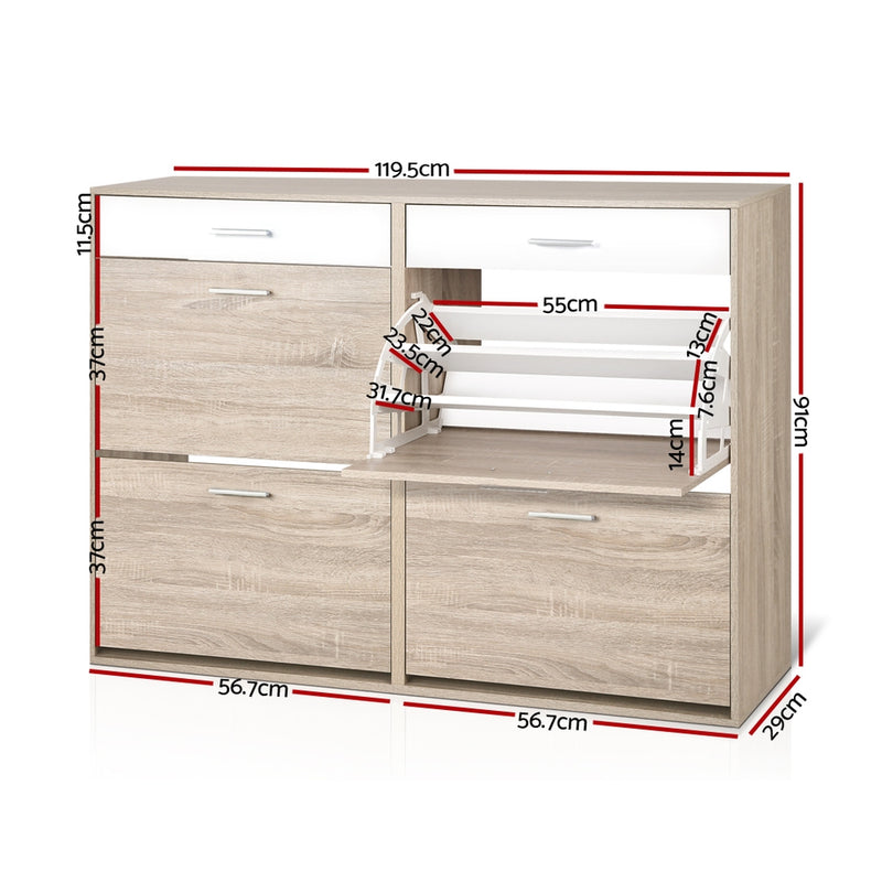 Artiss Shoe Rack Cabinet 36 Pairs Pine
