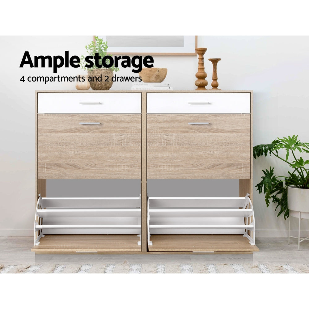 Artiss Shoe Rack Cabinet 36 Pairs Pine