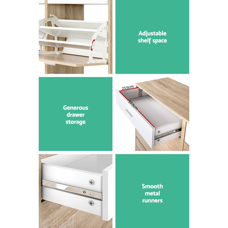 Artiss Shoe Rack Cabinet 36 Pairs Pine