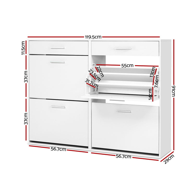 Artiss Shoe Cabinet 36 Pairs White