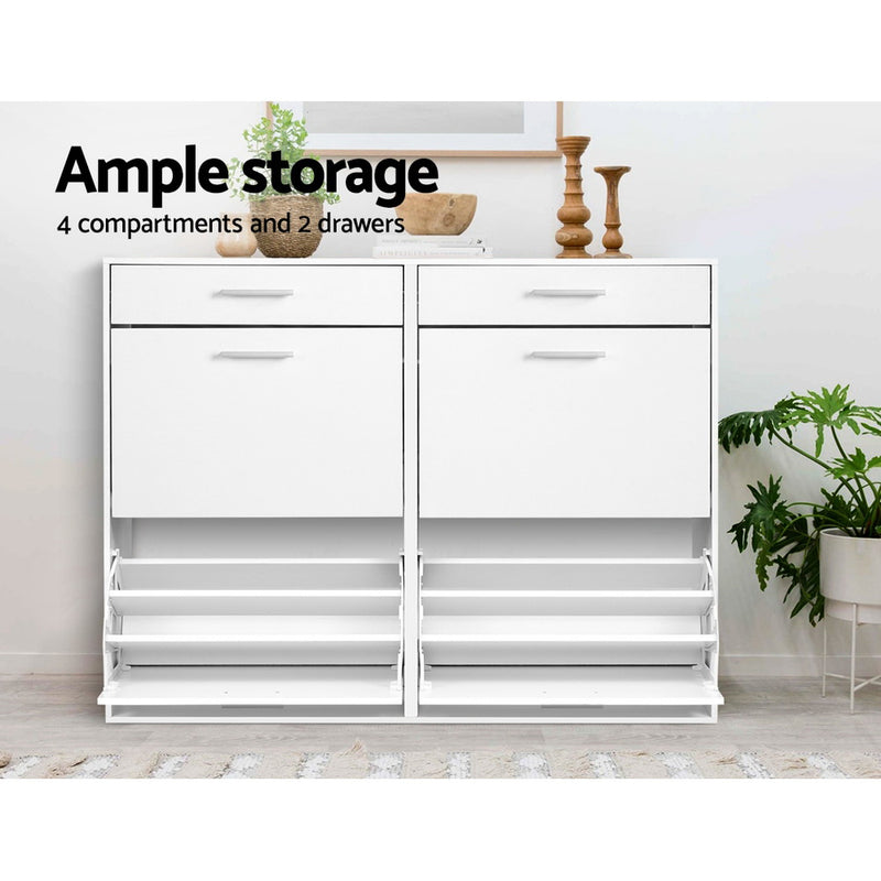 Artiss Shoe Cabinet 36 Pairs White