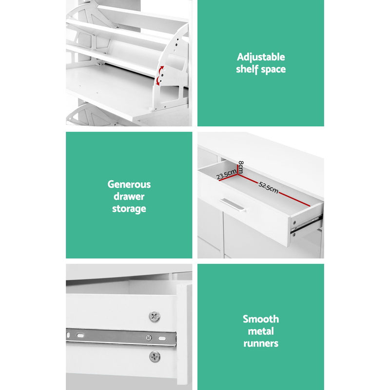 Artiss Shoe Cabinet 36 Pairs White