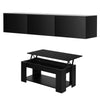 Artiss Floating TV Unit & Lift-Top Coffee Table Set – Black Gloss