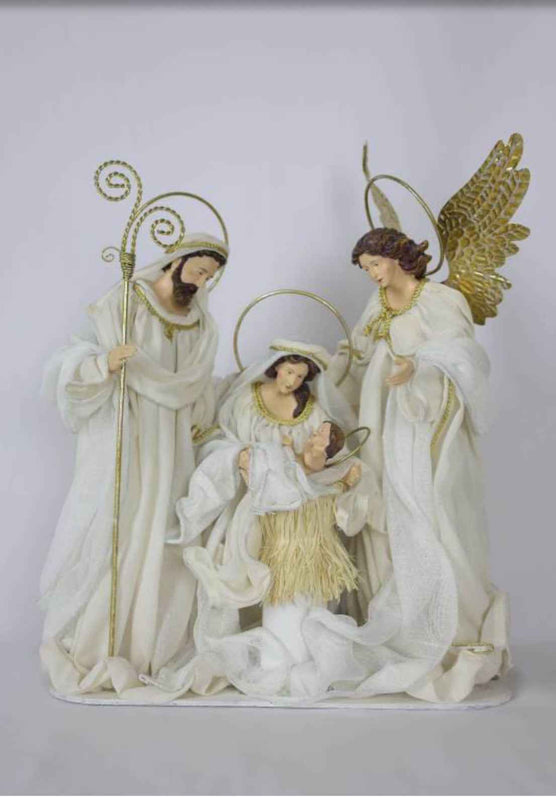 46cm Handmade Holy Family Nativity Set with Angel