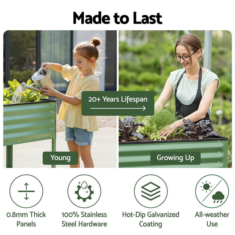 Portable Elevated Garden Bed w/ Wheels & Storage Shelf 115x60x81cm