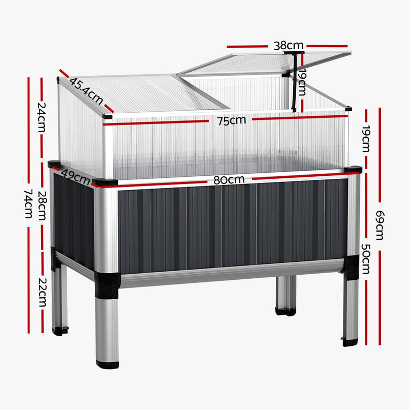 Green Fingers Garden Bed 80×49×74 cm – Galvanised Raised Herb Box