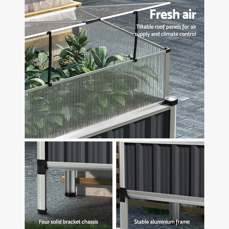 Green Fingers Garden Bed 80×49×74 cm – Galvanised Raised Herb Box