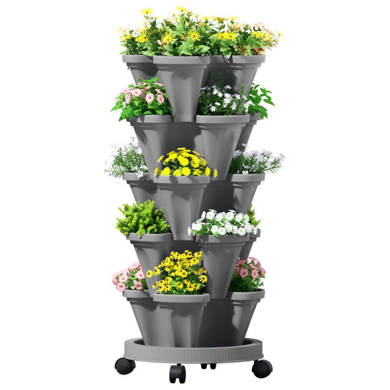 Green Fingers 5‑Tier Vertical Garden Bed – Grey