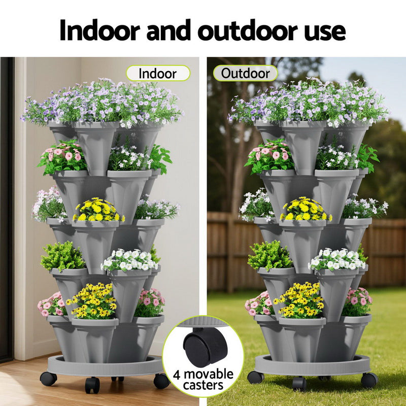 Green Fingers 5‑Tier Vertical Garden Bed – Grey