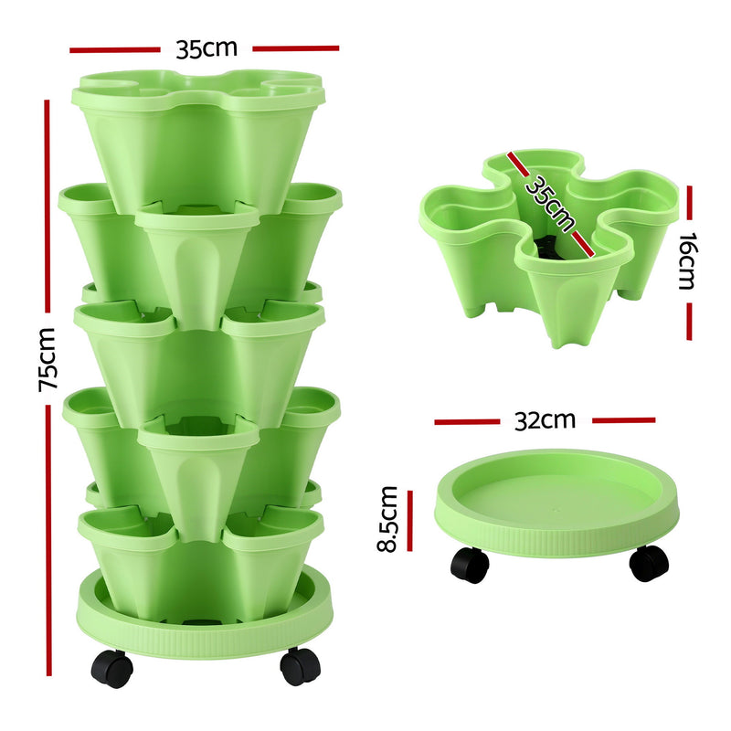 Green Fingers 5-Tier Vertical Garden Bed – Stackable Planters (Light Green)