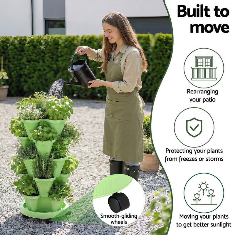 Green Fingers 5-Tier Vertical Garden Bed – Stackable Planters (Light Green)