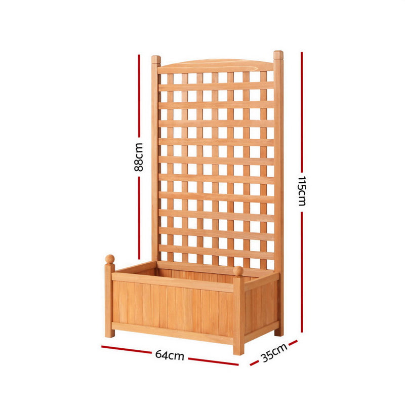 Green Fingers Wooden Garden Bed + Trellis (2‑Pack) 64×35×115 cm