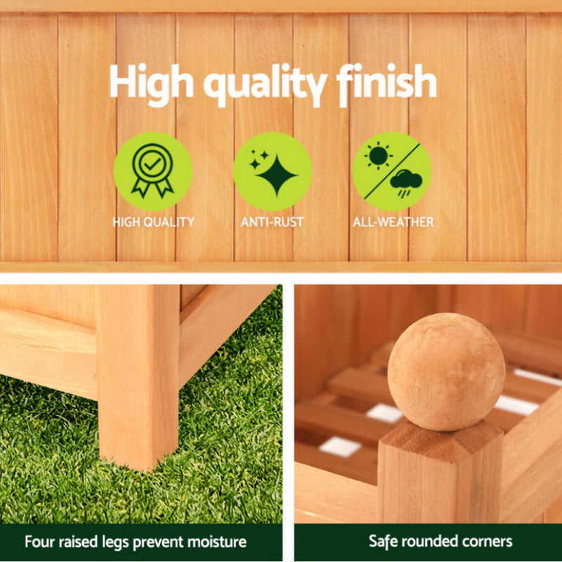 Green Fingers Wooden Garden Bed + Trellis (2‑Pack) 64×35×115 cm