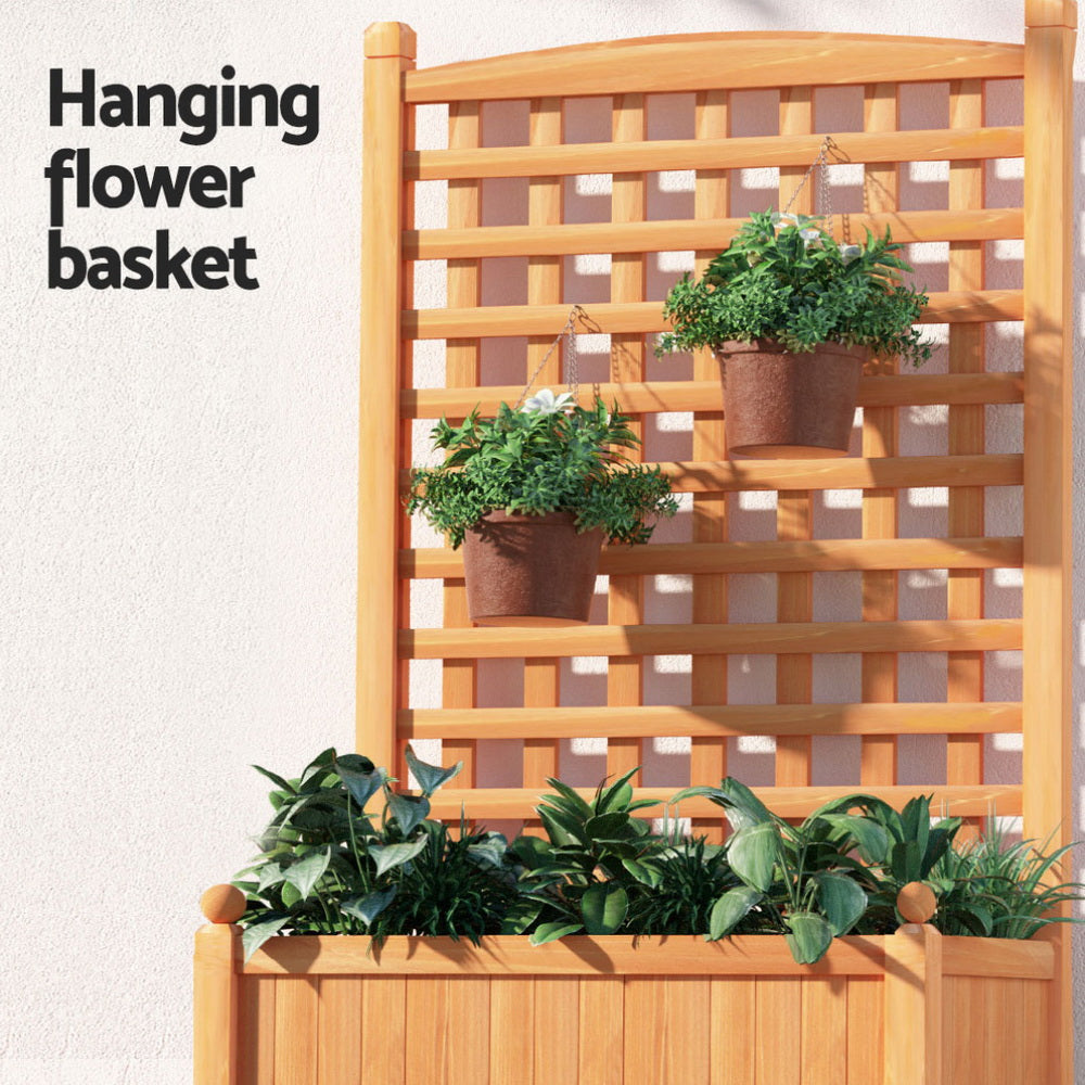 Green Fingers Wooden Garden Bed + Trellis (2‑Pack) 64×35×115 cm