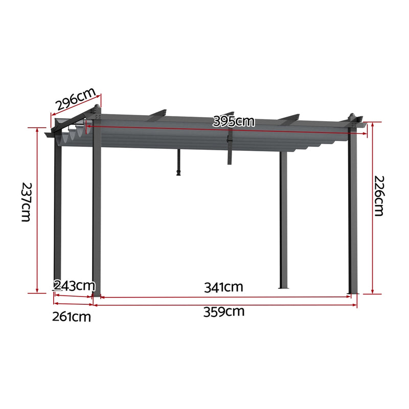 Instahut 3x4m Aluminium Outdoor Gazebo – Grey